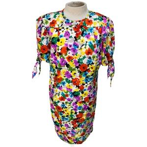 Gati Couture 100% Silk Vintage Floral Dress Size 10